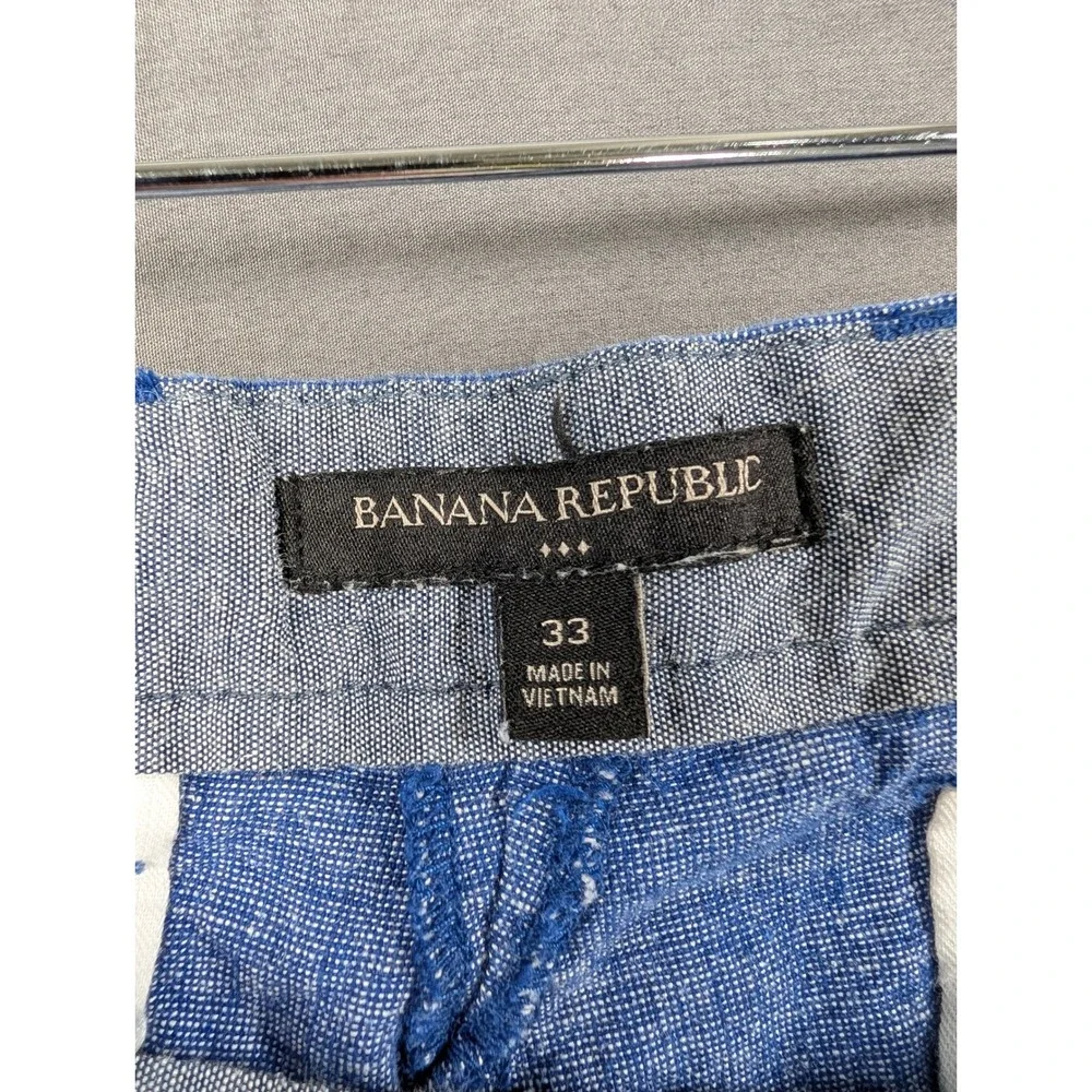 Banana Republic Mens Blue Linen Cotton Blend Shorts‎ Size 33